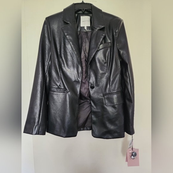 Avec Les Filles Vegan Leather Blazer size S - Picture 2 of 6